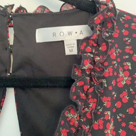Row A Floral Mini Dress. Size M. Open Back. Originally From Nordstrom. Red/Black - Picture 6 of 9